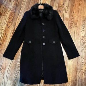 Giacca gallery wool blend faux fox fur collar coat women girl size small black